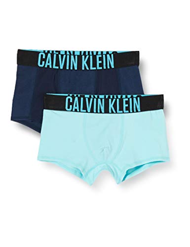Calvin Klein 2pk Trunks Bañador, Azul (1blackiris/1angelblue 0g3), 8-9 años (Talla del Fabricante: 8-10) para Niños