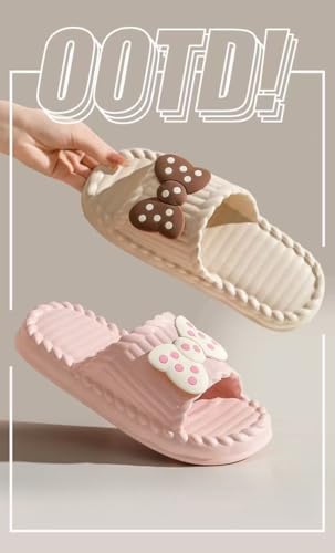 New Ultra Soft EVA Slippers，Cute bow slippers for summer, Thick Sole, Silent, Non-Slip Indoor Bathroom Sandals for Men & Women2