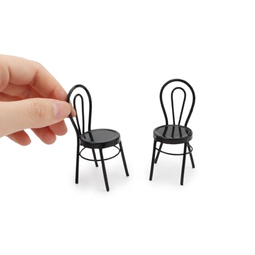 Meubler diorama 1:24 : chaises miniatures en métal pour maison poupée