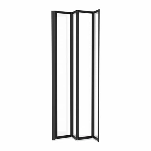 Luxura® 4 Panel 1000 X 1400Mm Black Over Bath Shower Screen Folding Hinged Door Glass Panels & Screens For Baths, 4Mm Toughened Safety Glass, 180° Pivot Swing, Reversible - 6