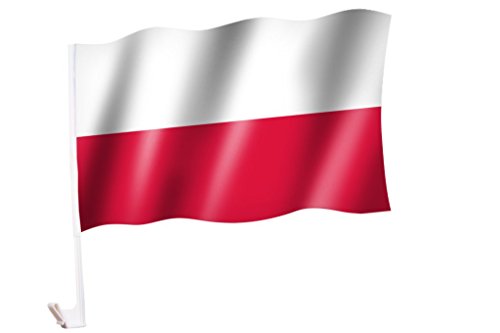 2 unidades/1 par Auto Bandera/bandera Polonia/polska/Poland – FahnenMax – Bandera para coche 2 x – Car Flag