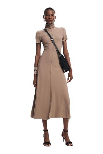 Desigual Women's Midi Dress with High Neck Brown at Amazon Women's Clothing  store