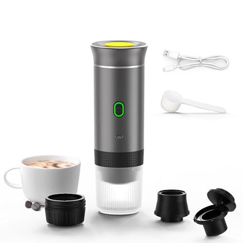 Lmozim 3-in-1 Portable Espresso Maker, Travel Coffee Maker Grey