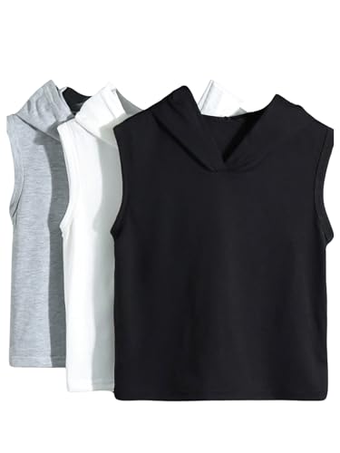 Floerns Toddler Boy's Casual Loose Fit Plain Solid Colored Sleeveless Hooded Vest