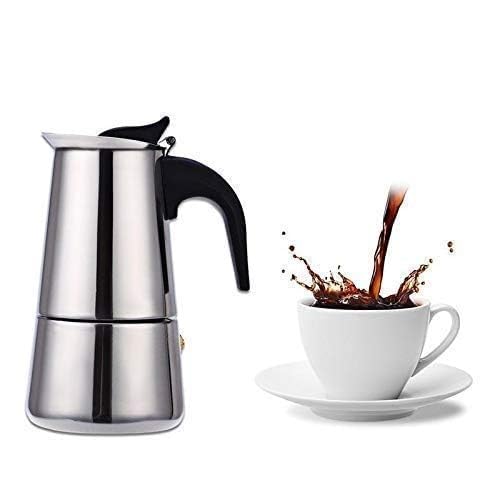 Premium Stainless Steel Coffee Percolator | Rich & Aromatic Filter Coffee | Italian Coffee Maker Moka Pot (Silver, 4 Cup)