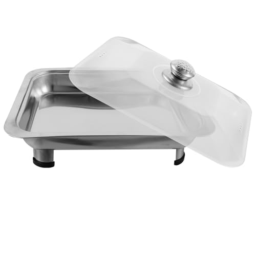 Plateau-repas rectangulaire inox avec couvercle pour buffet de restaurant - 2
