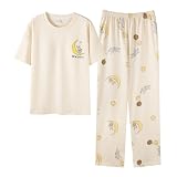 [AasDawn] パジャマ レディース 綿100 夏 部屋着 半袖 ルームウェア 上下セット 女性用 丸首 ボタンなし 通気 涼しい プレゼント用 ゆったり 吸汗速乾 肌に優しい