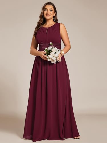 Image of Ever-Pretty Plus Women's Round Neck Sleeveless Empire Waist Maxi Plus Size Formal Gowns Bridesmaid Dresses