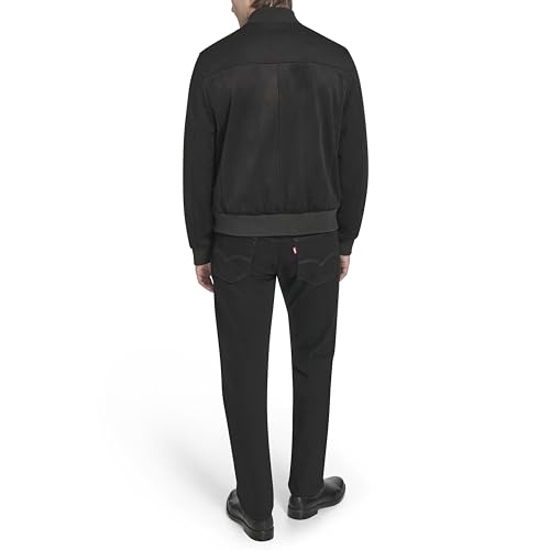 Image of Cole Haan Men's Rib Knit Collar Fully Lined Faux Suede Jacket