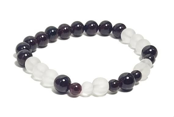 Bracelet grenat et quartz clair 8mm LKBEADS pour méditation et lithothérapie