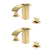 SamLng Rubinetto per lavabo a Due Fori S1408BGW + Rubinetto per Vasca Romana S2143BGW