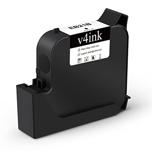 V4Ink Original Aqueous Water-Based Ink Cartridge Eb21B (1 Inch) Replacement Bentsai B30 | B35 |B80| B85 Handheld Inkjet Printer (Black, 1-Pack) #TOP24