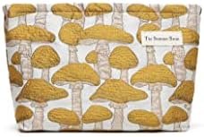 The Summer Swan | Large Aesthetic Makeup Bag | Floral Makeup Bag | Mid-day Clutch | Period Kit Bag | Hygiene Bag | Skincare Bag | Cute Makeup Bag (Mushroom Yellow)