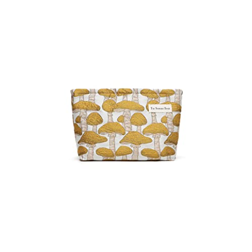 The Summer Swan | Large Aesthetic Makeup Bag | Floral Makeup Bag | Mid-Day Clutch | Period Kit Bag | Hygiene Bag | Skincare Bag | Cute Makeup Bag (Mushroom Yellow) #TOP3