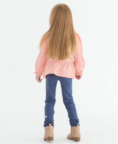 RuffleButts French Rose Knit Puff Long Sleeve Peplum Top - 6-12m4