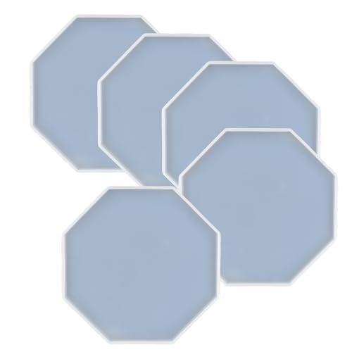 5Pcs Octagon Shape Epoxy Mold DIY Resin Casting Octagon Base Coaster Silicone Mold, Larger Size 5 inch