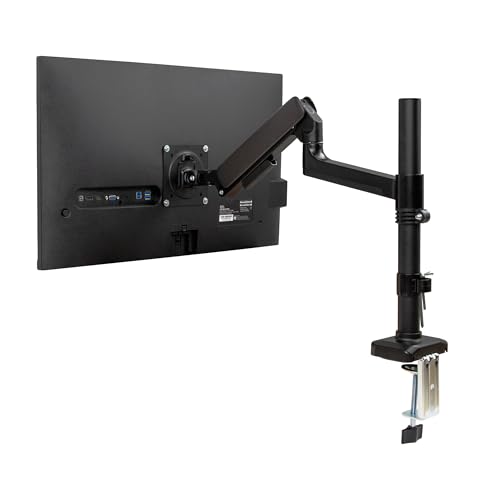 Image of Mind Reader Single Monitor Arm for 13-32 Inch Screens, Gas Spring VESA Desk Mount, 180 Rotation, ±180 Swivel, ±65 Tilt, Integrated Cable Management, Holds up to 19.8 lbs, Black