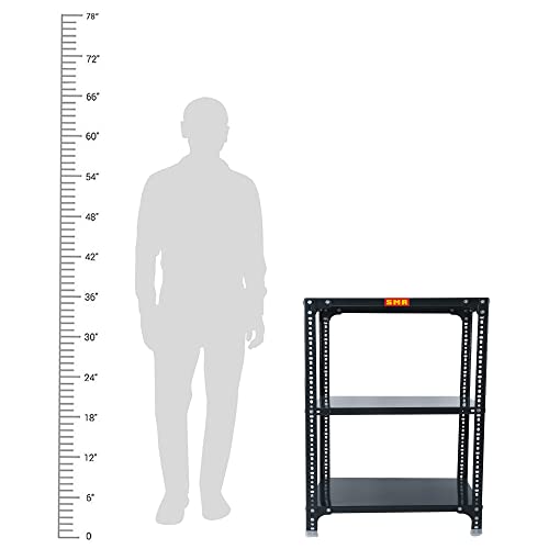 Image of SMR Prime CRC Sheet 24 Gauge Multipurpose Slotted Angle Rack with 3 Shelf for Home, Office & Industry - (36x24x18 in, 9.6 Kg | 16 Gauge Angle-Grey)