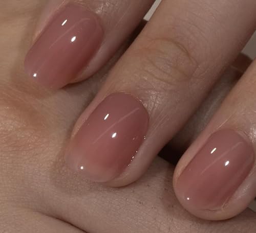 Image of CurvLife Extra Short Square Press On Nails, Nude Pink Mocha Blush, Soft Gel