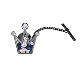 YYBONNIE Mens Crystal Crown Tie Tack with Chain Necktie Pin Accessories Black Gold Silver Color (Black)