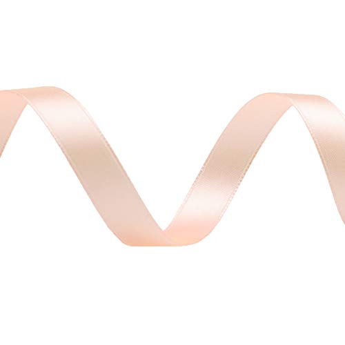Image of Solid Color Double Faced Peach Satin Ribbon 1 /2 inch X 50 Yards, Ribbons Perfect for Crafts, Wedding Decor, Bow Making, Sewing, Gift Package Wrapping and More