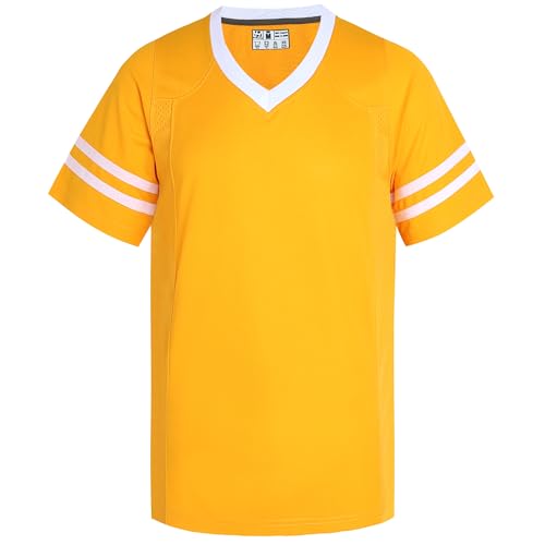 Pullonsy Yellow Football Jerseys for Men Women Unisex Workout T-Shirt College Team Tops School Replica Streetwear White Stripe-Yellow Jersey,Men Size Medium