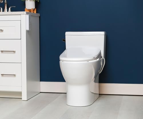 Image of ALPHA BIDET UX Pearl Bidet Toilet Seat in Round White | Ultra Low Profile | Endless Warm Water | Arced Stainless Steel Nozzle | LED Nightlight | Dryer | Deodorizer | 3 Year Warranty