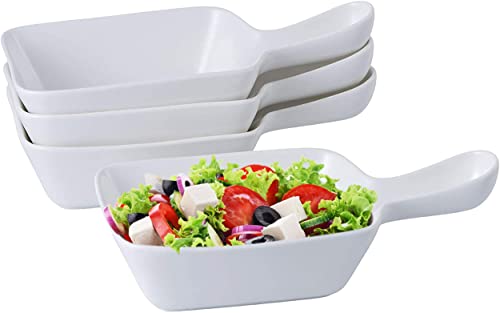 Bruntmor 30 Oz Square Porcelain Soup Bowl With Handle Set Of 4, 30 Ounce Small Porcelain French Onion Soup Crocks In White Color For Kitchen Or Christmas Dinner Table Decoration #TOP2