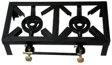 2 Burner Gas Boiler Stove, Stainless Steel Double Burner, Heavy-Duty Cooking Stove