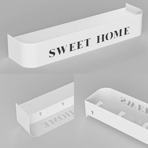 LOFTPLUS Schlüsselbrett mit Ablage Schlüsselboard Wand - Moderner Minimalistisches Schlüsselhalter, Metall Schlüsselablage mit 5 Verdeckten Wandhaken für Eingang, Flur, Küche, Wohnzimmer - Weiß