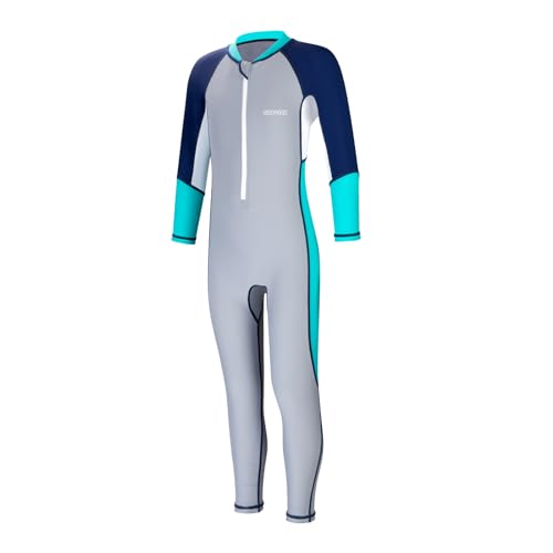 COPOZZ Kids Diving Skin, 0.5mm Thin Diving Suit for Boys ＆ Girls, Long and Short Sleeve Wetsuit Rash Guard, Front Zipper UPF50+ Swimsuits for Swimming, Diving