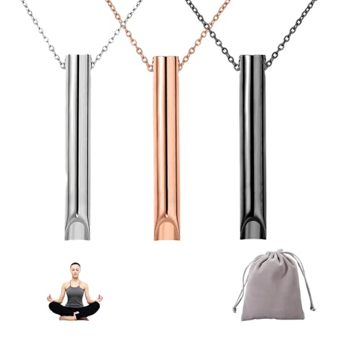 XFSRG 3 Piezas Collar De Respiración En Acero Inoxidable Mujer Cadena hombre Con Organizador Colgante Hombre Breathing Necklace Para Aliviar El Estrés Y Ansiedad(3 colores)