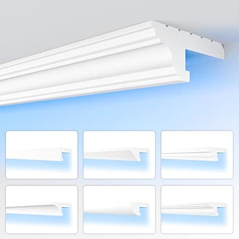 HEXIMO LED-Schattenfugenprofil Stuckleisten, indirekte Beleuchtung XPS-Styropor-Trockenbau-Deckenschattenfugenprofil Trockenbau-Schattenfuge (1,7 Meter HLED 11) Cover