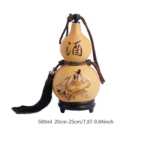 Bouteille de vin en calebasse sculptée main | Gourde traditionnelle 500 ml d'exception - 4