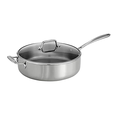 Tramontina Tri-Ply Clad Stainless Steel 6-Quart Saute Pan with Glass Lid, Induction-Ready Cooking Pan, Dishwasher-Safe, NSF-Certified by Tramontina - Used condition - US$72.59