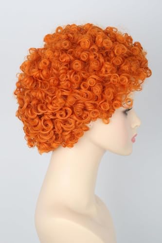 Perruque afro courte bouclée orange pour filles idéale pour Halloween