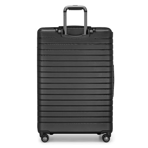 Image of Traveler's Choice Archer Polycarbonate Hardside Spinner Luggage Set, Tie Down Straps, Black, Checked 29-Inch
