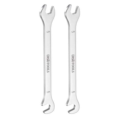 sourcing map 2pcs Super-Thin Open End Wrench 5mm Metric Double Open-End Wrench 30Cr13 Stainless Steel Quenching Polish Spanner with 15°and 75° Angled for Auto Repairs
