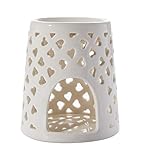 WANYA Ceramic Tea Light Holder, Aromatherapy Essential Oil Burner, Wax Warmer Great Decoration for Living Room, Balcony, Patio, Porch and Garden, White