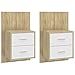 vidaXL Wiszące szafki nocne, 2 szt, biel i dąb sonoma