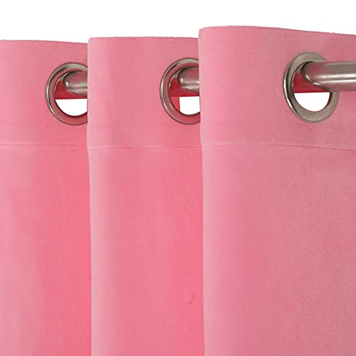 Image of High Sofa Quality Velvet Solid Grommet Room Darkening Eyelet Door Curtains for Living Room, Baby Pink 7 Feet, Set of 2 Pieces