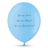 ANGEL & DOVE 25 Blue 'You are Loved, Missed, Remembered' Biodegradable Funeral Remembrance Balloons - for Memory Table, Memorial, Condolence, Celebration of Life