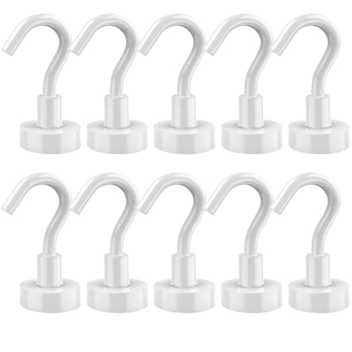 Lictin 10 Pack Magnetic Hooks, 22Lbs Heavy Duty Rare Earth Magnets with Hooks for Refrigerator, Extra Strong Cruise Hook for Hanging, Metal Magnetic Hanger for Cabins, Grill, Kitchen, Workplace