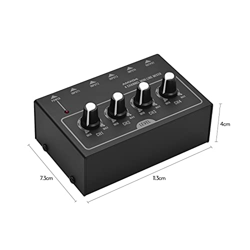 AMX04 Ultra-compacto 4 Canais de Áudio Estéreo Mixer de Som Baixo Ruído para Gravação de Estúdio em