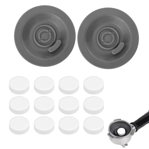 2 Pcs Cleaning Disc with Cleaning Tablets 12 Counts Compatible with Ninja Luxe Coffee Machine Reusable 54mm Silicone Cleaning Pad Universal Coffee Machine Handle Accessories