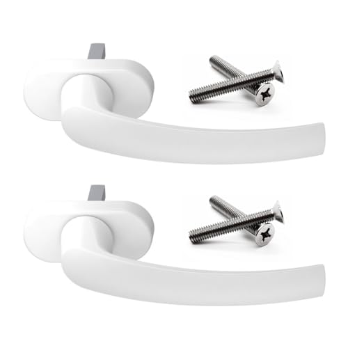VOOXA Premium Aluminium Fenstergriffe | Weiß RAL9016-2 Stück (35mm) | für Fenster, Terrassen-/Balkontüren aus Holz, Kunststoff oder Aluminium | Kipp-Funktion | ergonomische, angenehme Haptik
