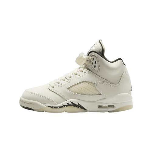 Air Jordan 5 Retro SE Big Kids Shoes (FQ3682-100, Sail/Light Orewood Brown/Coconut Milk/Black) Size 5.5