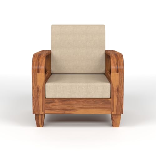 Image of Sheesham Wooden 5 Seater Sofa for Living Room | Solid Wood Sofa with Rattan Cane Side Rack | Rosewood Sofa Set for Home & Office | Lounge (Honey, 3+1+1 Seater)
