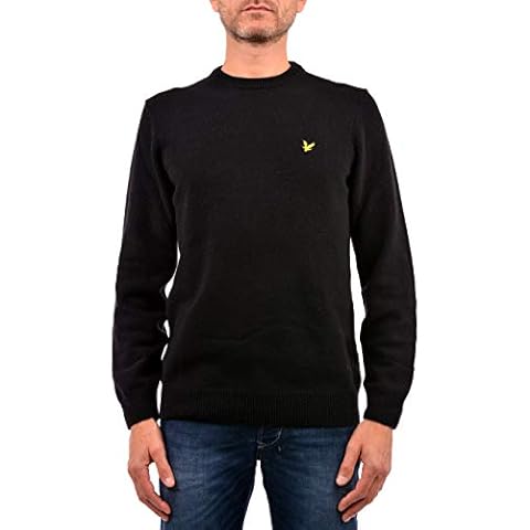 Lyle and Scott Mens Crew Neck Lambswool Blend Jumper - L True Black Cover