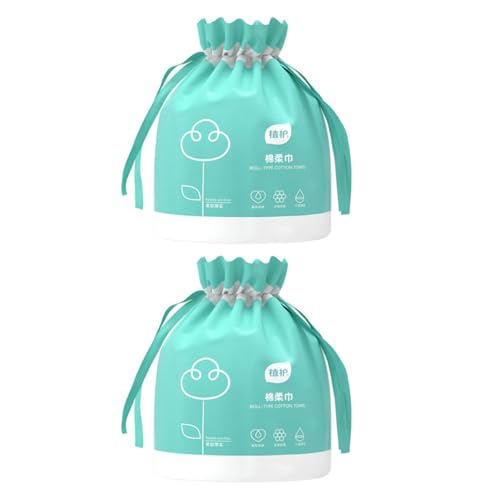 Angoily Toallas Faciales Desechables de Algodón Suave 2 Rollos 40 Unidades Cada Uno Toallita Desmaquillante Seca y Húmeda para Limpieza Facial y Cuidado de Piel en Viajes y Uso Diario